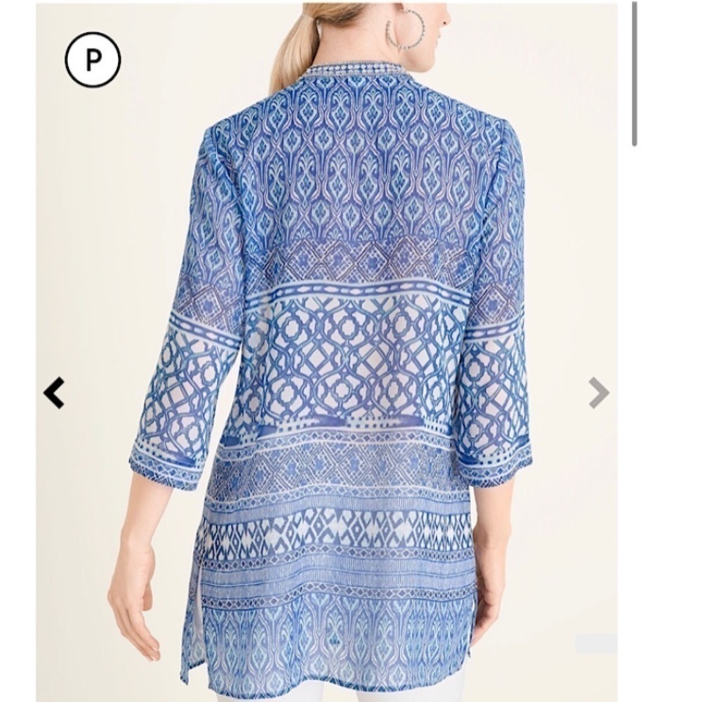 Chicos Mixed Print Rhinestone Top - Picture 2 of 8